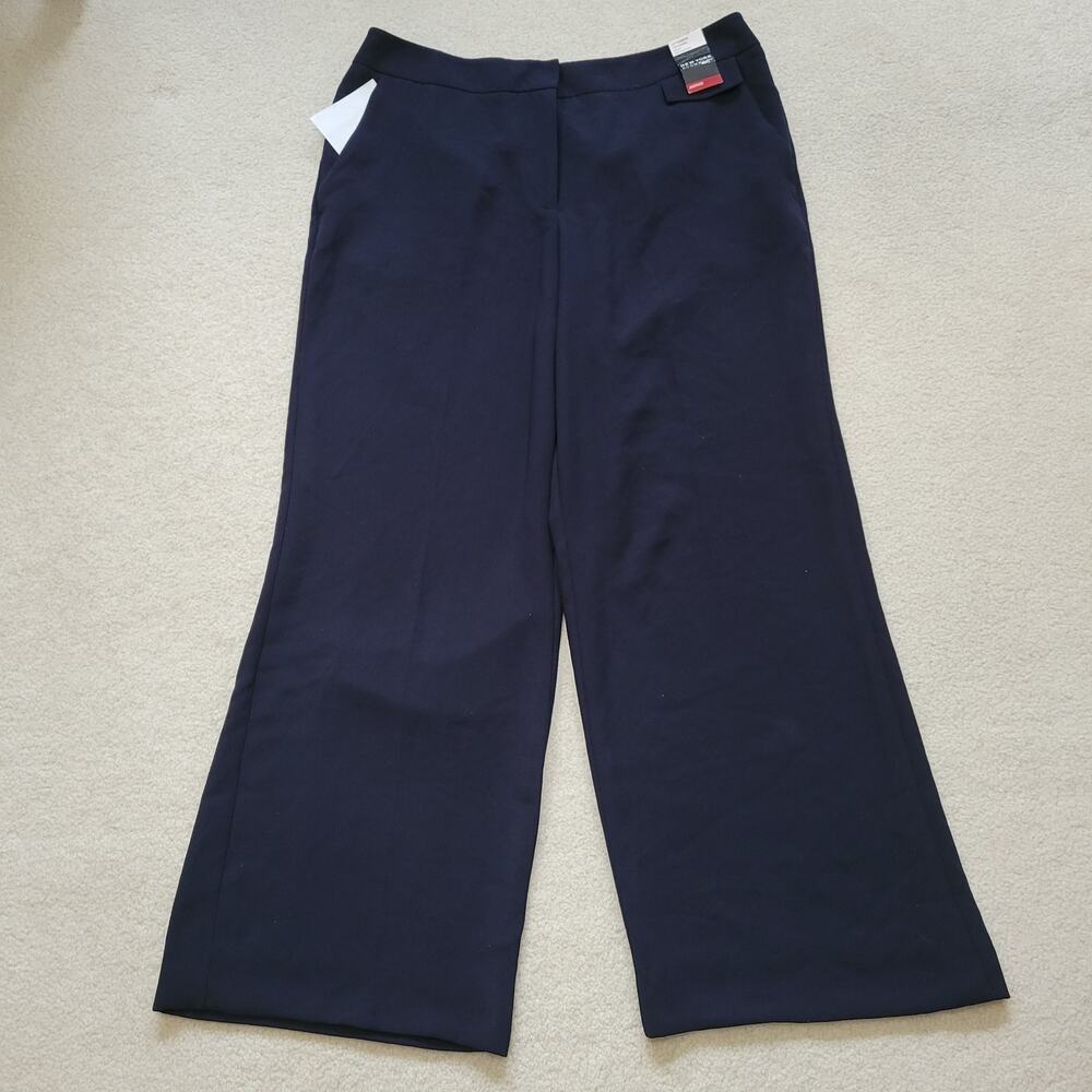 NWT New York & Company Size 14 Wide Leg Dress Pants Trousers Navy Indigo Blue